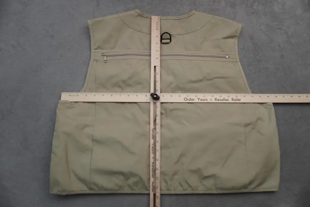 LL Bean Vest Mens XL Beige Canvas Multi Pocket Fishing Travel Outdoor Utility